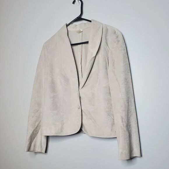 Vintage Button Up Blazer 13 - 14 Gray Suede Thin Lightweight Union Made - Picture 1 of 10